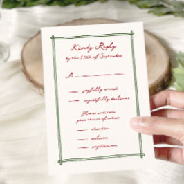 Tastenkürzel-Menü Option Wedding rsvp Karte