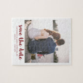 Tastenkürzel-Skript-Foto Save the Date rot Puzzle (Horizontal)