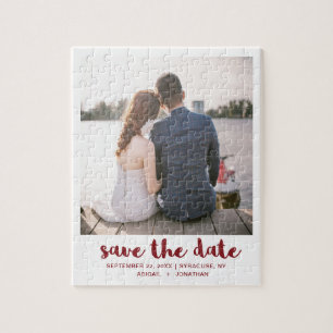 Tastenkürzel-Skript-Foto Save the Date rot Puzzle