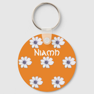 Tastenring für den individuelle Name Orange-Blume Schlüsselanhänger