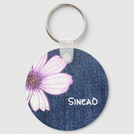 Tastenring für individuelle Name Navy Blume Schlüsselanhänger