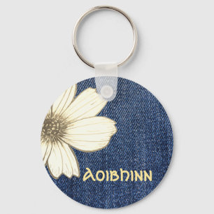 Tastenring für individuelle Name Navy Blume Schlüsselanhänger