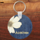 Tastenring für individuelle Name Navy Blume Schlüsselanhänger (Vorderseite)