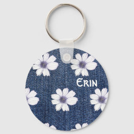 Tastenring für individuelle Name Navy Blume Schlüsselanhänger