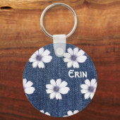 Tastenring für individuelle Name Navy Blume Schlüsselanhänger (Vorderseite)