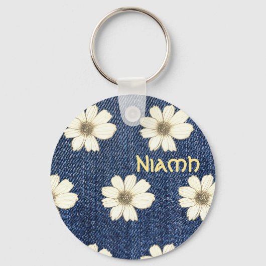 Tastenring für individuelle Name Navy Blume Schlüsselanhänger (Vorderseite)