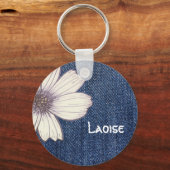 Tastenring für individuelle Name Navy Blume Schlüsselanhänger (Vorderseite)