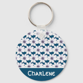 Tastenring für individuelle Name Navy Blume Schlüsselanhänger