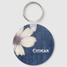 Tastenring für individuelle Name Navy Blume