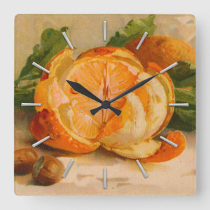 Tasty Orange Antique Painting Quadratische Wanduhr