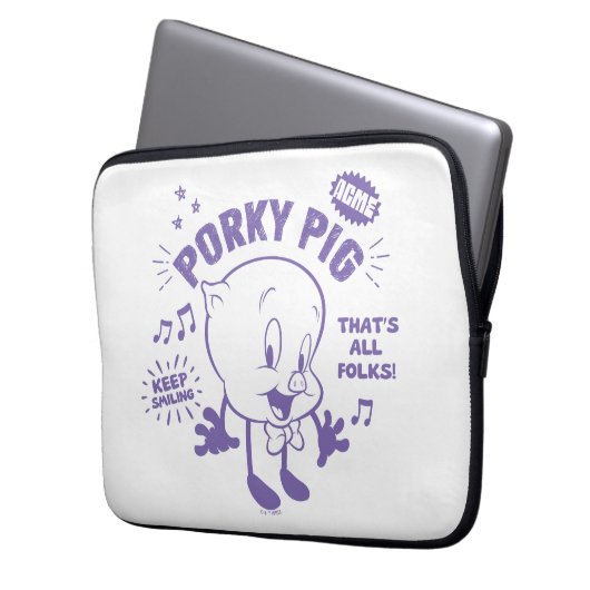 Tasty Retro Porky Pig Laptopschutzhülle (Vorderseite Links)