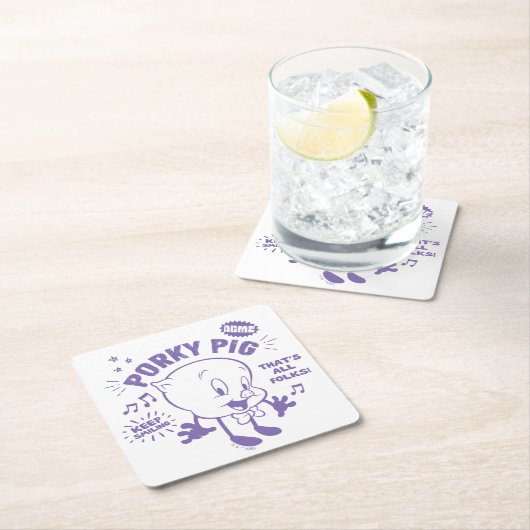 Tasty Retro Porky Pig Rechteckiger Pappuntersetzer (Vor Ort)