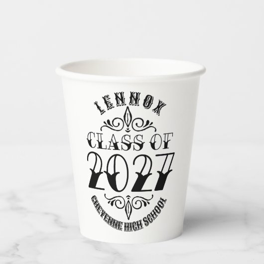 Tat-Abschlussklasse 2027 Pappbecher (Vorderseite)