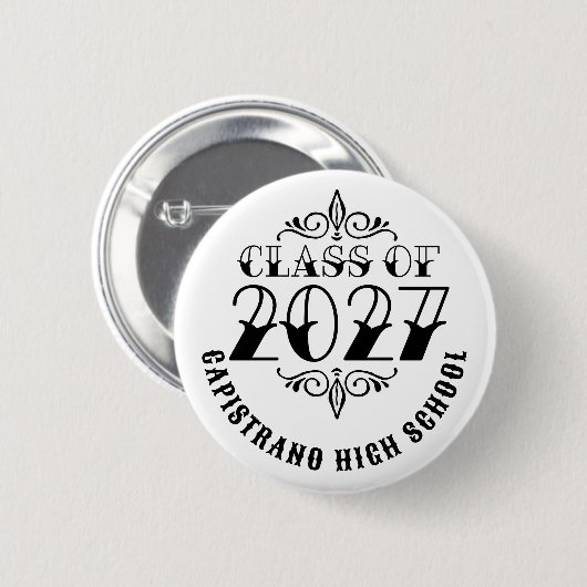 Tat-Style Grau-Abschlussklasse 2027 Button (Vorne & Hinten)