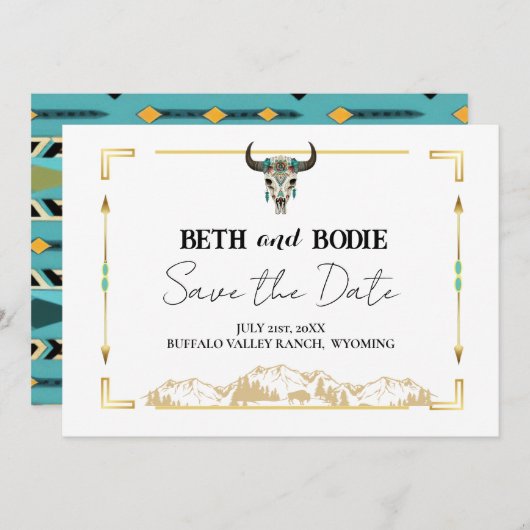 Tatanka Bison Yellowstone Ranch Save the Date Einladung (Vorne/Hinten)