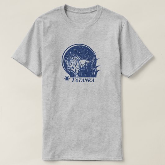 Tatanka Stern-Amerikanisches Büffel-/Bison-Blau T-Shirt (Design vorne)