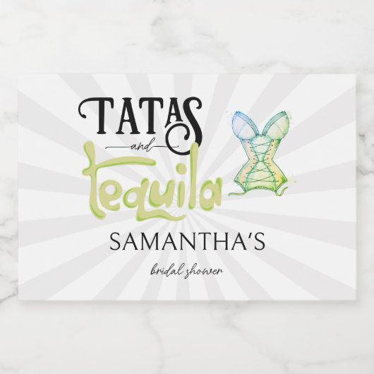 Tatas & Tequila Modernes Brautparty Fiesta Party Schaumweinetikett (Einzelnes Label)