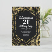 Tatau Black und Glitzer Diamond Einladung (Stehend Vorderseite)