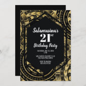 Tatau Black und Glitzer Diamond Einladung (Vorne/Hinten)