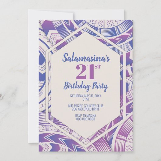 Tatau Lila & Blue Diamond Einladung (Vorderseite)