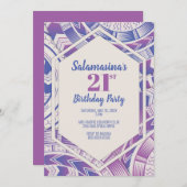 Tatau Lila & Blue Diamond Einladung (Vorne/Hinten)