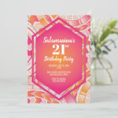 Tatau Pink & Orange Diamond Einladung (Stehend Vorderseite)