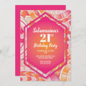 Tatau Pink & Orange Diamond Einladung (Vorne/Hinten)