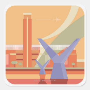 Tate Gallery und Millennium Bridge Quadratischer Aufkleber