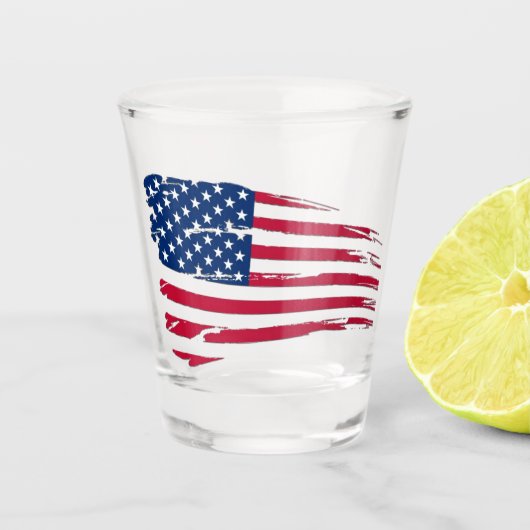 Tätige amerikanische Flagge Schnapsglas (Vorderseite)