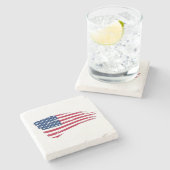 Tätige amerikanische Flagge Steinuntersetzer (Seitenansicht)