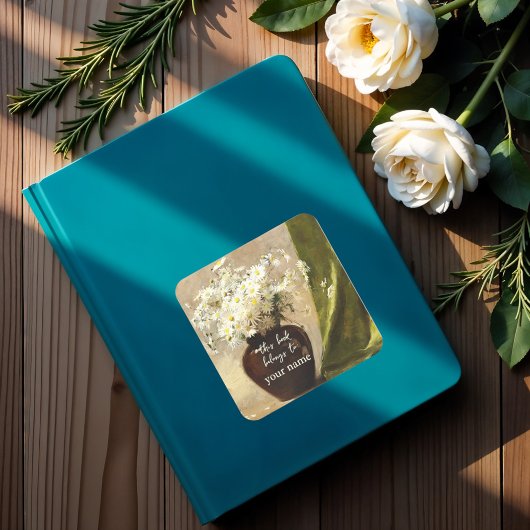 Tätige in einer Vase, Paul Fisher Buchzeichen Quadratischer Aufkleber