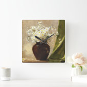 Tätige in einer Vase, Paul Fisher Quadratische Wanduhr (Zuhause)