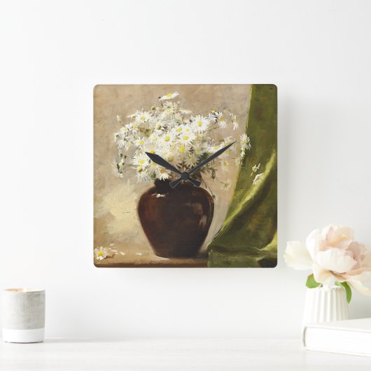 Tätige in einer Vase, Paul Fisher Quadratische Wanduhr (Zuhause)