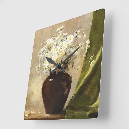 Tätige in einer Vase, Paul Fisher Quadratische Wanduhr (Winkel)