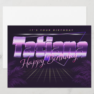 Tatjana Name Vorname lila retro Karte Geburtstag
