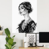 Tatjana Patitz Illustration Poster (Heimbüro)