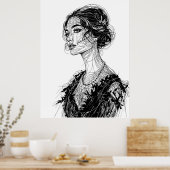 Tatjana Patitz Illustration Poster (Küche)