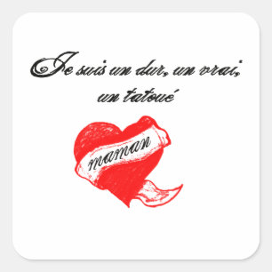 tatoo love mum quadratischer aufkleber