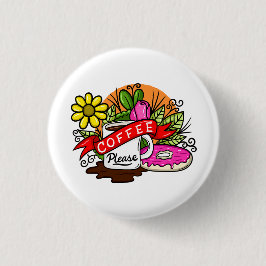 Tätowier Kaffee und Donut Button