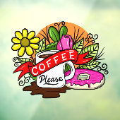 Tätowier Kaffee und Donut Fensteraufkleber (Blatt 3)