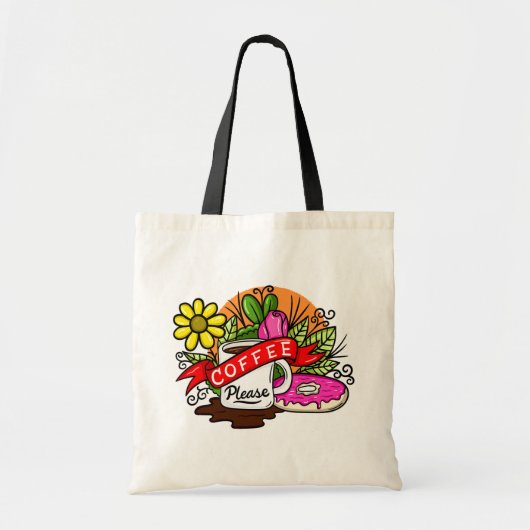 Tätowier Kaffee und Donut Tragetasche (Vorne)