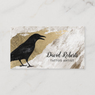 Tätowierer Black Crow Vintage Gold Pinselstrich Visitenkarte