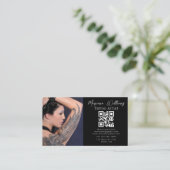 Tätowierer Foto QR-Code schwarz Visitenkarte (Stehend Vorderseite)