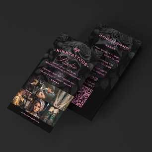 Tätowierer Pink Black Skull Gitter Tattooist Visitenkarte