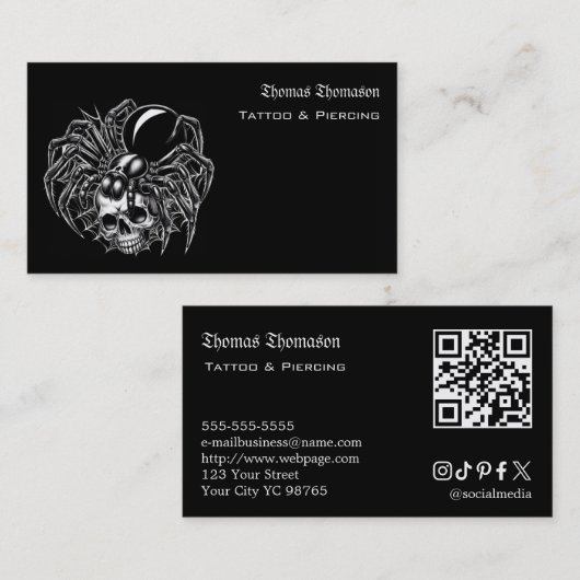 Tätowierer-QR-Code  Visitenkarte (Vorne/Hinten)