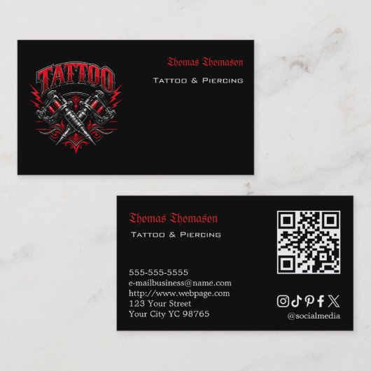Tätowierer QR-Code  Visitenkarte (Vorne/Hinten)