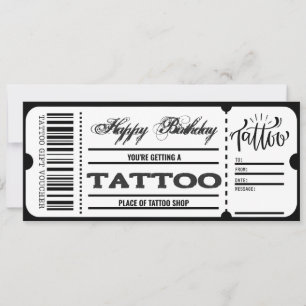 Tätowiergutschein Zertifikat Ticket Geschenkkarte Einladung