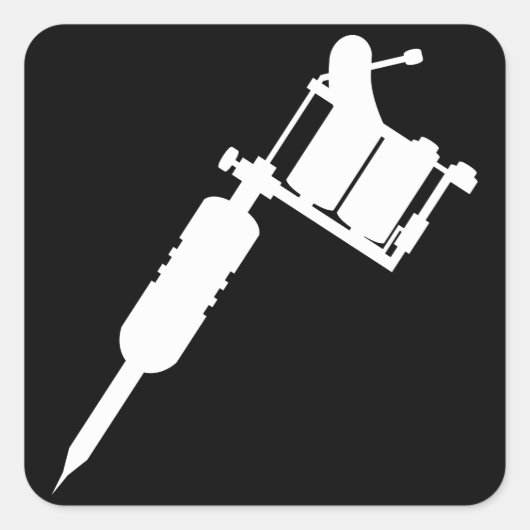 Tätowierpistole Quadratischer Aufkleber (Vorderseite)