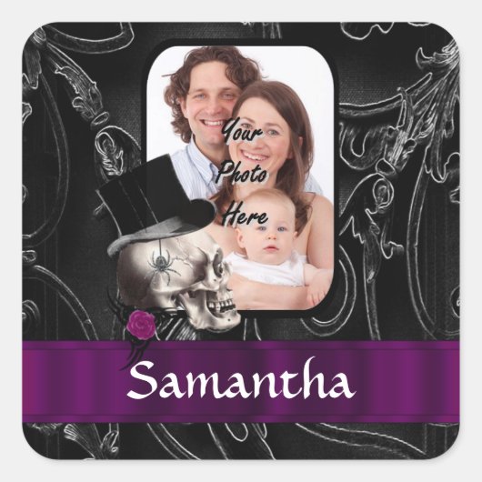 Tätowierskull Quadratischer Aufkleber (Vorderseite)