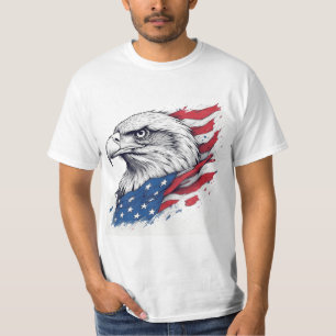 Tätowierstil Adler mit Flagge – Kühnes USA-Design T-Shirt